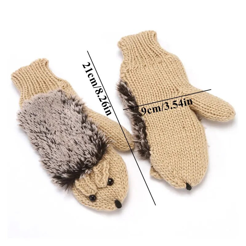 Ženske zimske tople rukavice Pletene vunene rukavice u obliku miša Mekane rukavice s punim prstima Rukavice za djevojčice od debljeg krzna Handschoen