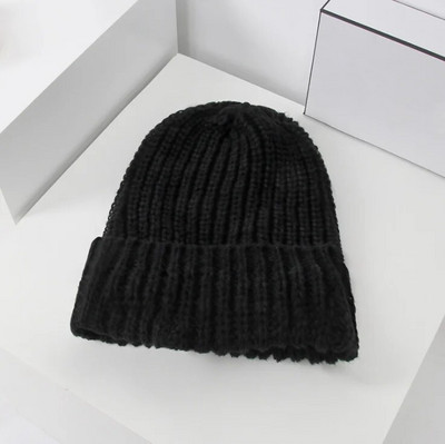 Korejski šešir otporan na vjetar, zimske, jednobojne, debele vunene kape za žene Skijaške kape s nagnutom kapom Skull, zimske vunene tople kape, tople kape