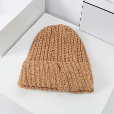 Korejski šešir otporan na vjetar, zimske, jednobojne, debele vunene kape za žene Skijaške kape s nagnutom kapom Skull, zimske vunene tople kape, tople kape