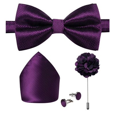 Modne crveno plave cvjetne leptir mašne za muškarce Svilene unaprijed vezane podesive kravate Dugmad za manžete Broš Igla Set od 5 komada Muški leptir čvor kravate