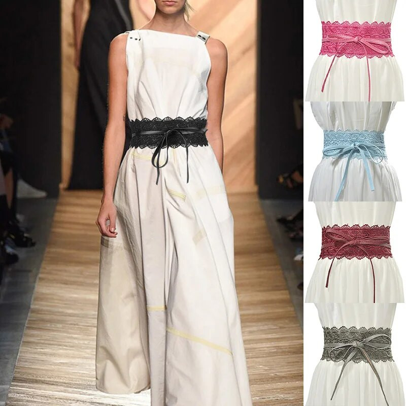 Piesienama sieviešu kleita jostasvieta Sieviešu bantīte mežģīņu josta plata korsetes josta Sieviešu vidukļa josta Boho jostas jostas dekoratīvā mode