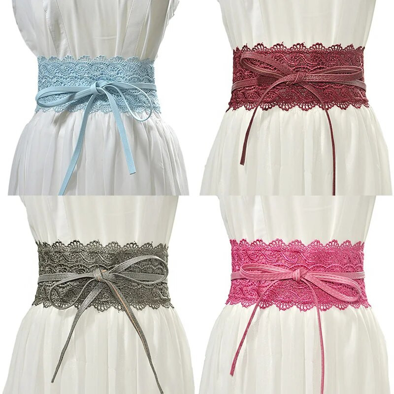 Piesienama sieviešu kleita jostasvieta Sieviešu bantīte mežģīņu josta plata korsetes josta Sieviešu vidukļa josta Boho jostas jostas dekoratīvā mode