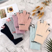 Vunene ženske modne rukavice Pleteni slatki medo Plišane rastezljive rukavice Zaslon osjetljiv na dodir Zimske tople rukavice