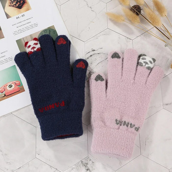 Μάλλινα γυναικεία γάντια μόδας πλεκτά Cute Bear βελούδινα Stretch γάντια Οθόνη αφής Χειμερινά ζεστά γάντια