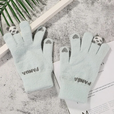 Vunene ženske modne rukavice Pleteni slatki medo Plišane rastezljive rukavice Zaslon osjetljiv na dodir Zimske tople rukavice