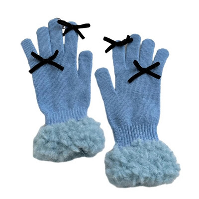 Žieminės mezgimo pirštinės Moteriškos pirštinės pirštinės, skirtos lauko slidinėjimui dviratininkams