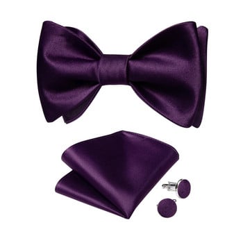Копринена луксозна лилава мъжка папийонка с вратовръзка, копчета за ръкавели, комплект костюми, сватбена папийонка за младоженеца, пеперуда, възли за мъж, празничен подарък