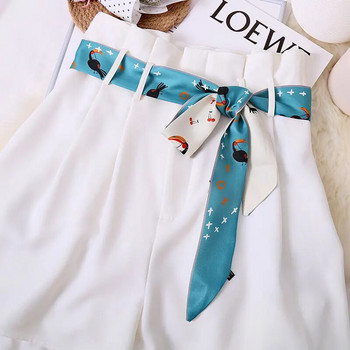 НОВА Дамска рокля Дънки Декоративен колан с панделка Ретро щампа Лятна чанта от кепър Талия Шапки Панделки Дамски копринени кърпички 5X150CM