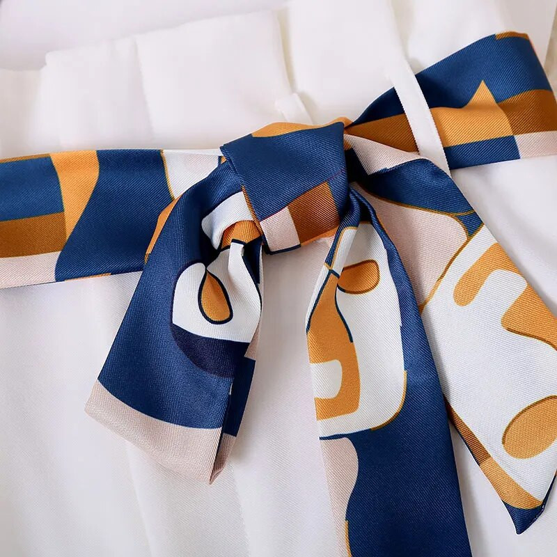 NOVA Ženska haljina Traperice Ukrasna mašna Remen Retro print keper struk Ljetna torba Šeširi Vrpce Ženski svileni marame 5X150CM