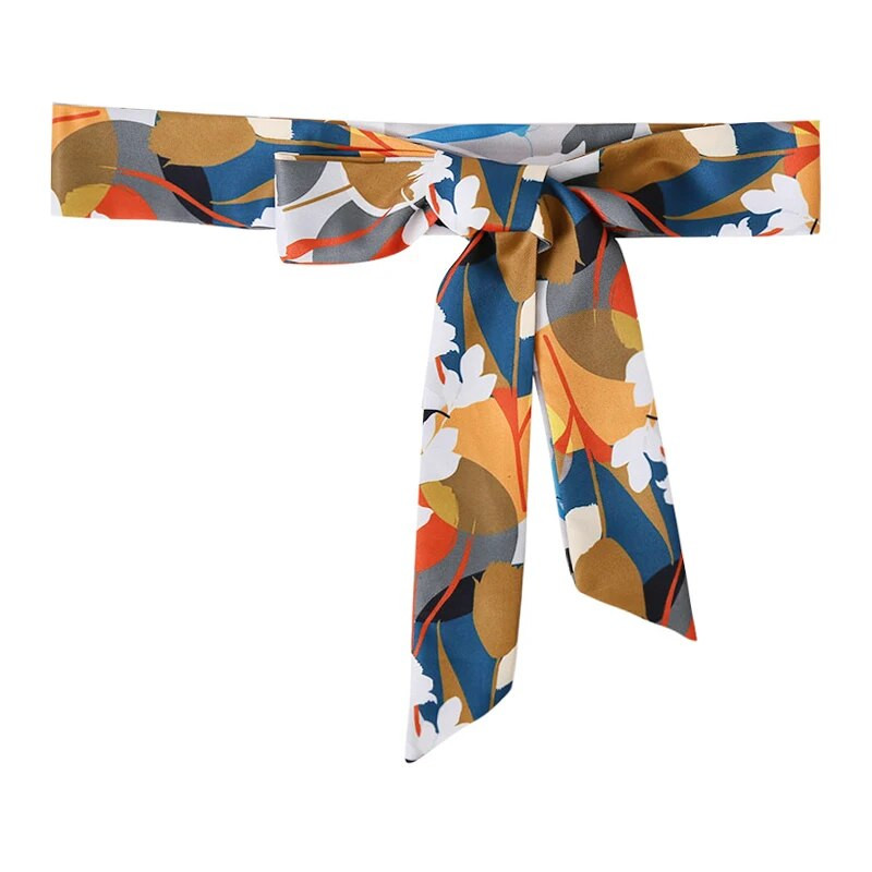 NOVA Ženska haljina Traperice Ukrasna mašna Remen Retro print keper struk Ljetna torba Šeširi Vrpce Ženski svileni marame 5X150CM