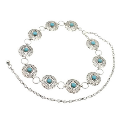 Concho lančić Remen za žene Lanac oko struka Jean remen Trbušni lanac za haljinu Western tirkizni remen Tirkizni lanac oko struka