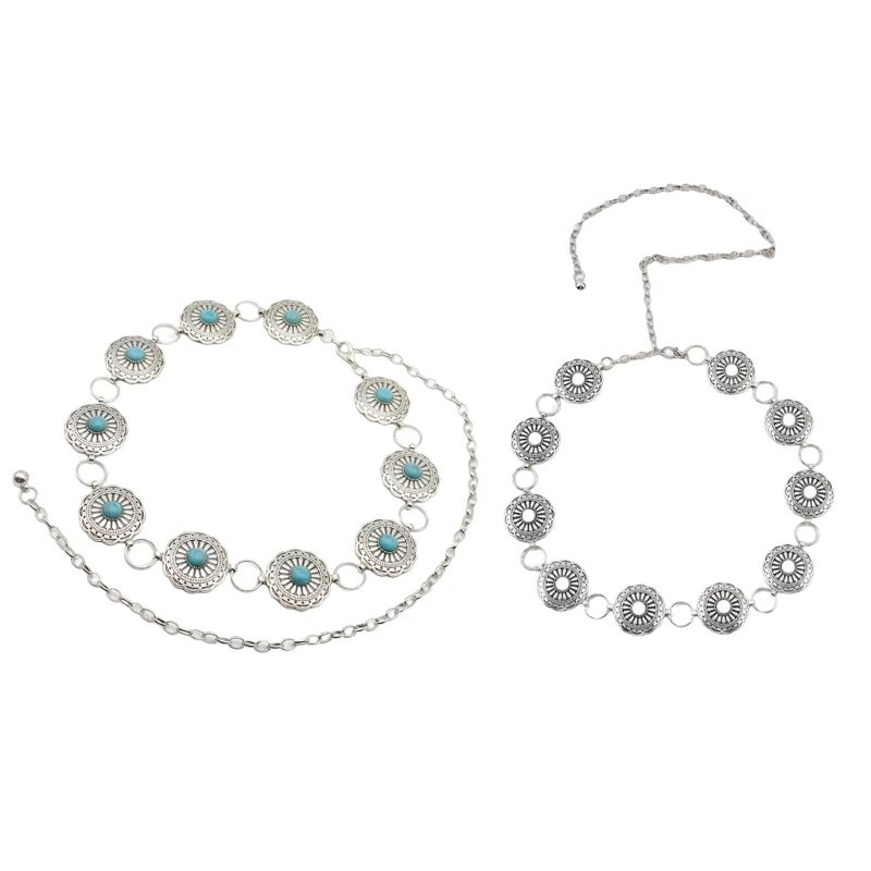 Concho lančić Remen za žene Lanac oko struka Jean remen Trbušni lanac za haljinu Western tirkizni remen Tirkizni lanac oko struka