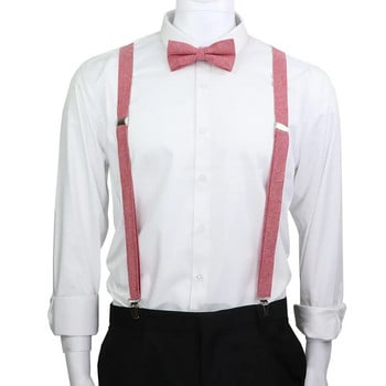100% памучни еластични кожени тиранти Комплект папийонки Мъже Жени Презрамки Регулируеми презрамки за сватбена риза Аксесоари за костюм Подарък