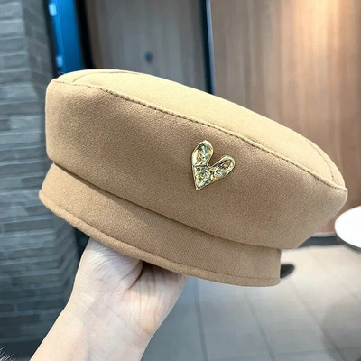 Retro Sieviešu Vilnas Sirds Māksliniece Berete Rudens Ziemas Temperaments Eleganta franču vilnas gleznotāja cepure Sieviešu Vispārpiemērots Siltas beretes cepures