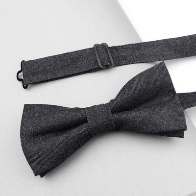 Vienkrāsainas kokvilnas tauriņš Elastīga džinsa tauriņa gluda kaklasaite mīksta tauriņa dekoratīva raksta kaklasaite