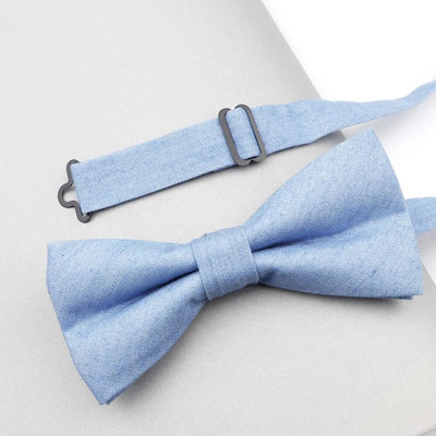 Vienkrāsainas kokvilnas tauriņš Elastīga džinsa tauriņa gluda kaklasaite mīksta tauriņa dekoratīva raksta kaklasaite