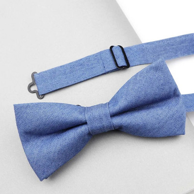 Vienkrāsainas kokvilnas tauriņš Elastīga džinsa tauriņa gluda kaklasaite mīksta tauriņa dekoratīva raksta kaklasaite