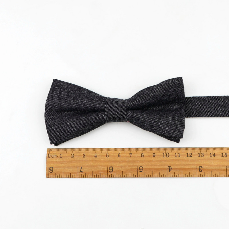 Vienkrāsainas kokvilnas tauriņš Elastīga džinsa tauriņa gluda kaklasaite mīksta tauriņa dekoratīva raksta kaklasaite