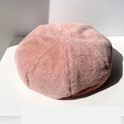 Női Műszőrme Meleg Beretek Sapka Őszi Téli Nyúl Szőrme Kalap Édes Festő Kalapok Női Egyszínű Újságfestő Panama Sapkák
