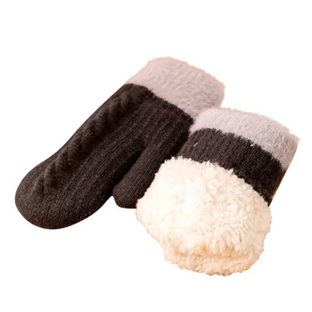 Дамски зимни плетени ръкавици Снежинка Ръкавици с изкуствена подплата Плетени вълнени ръкави Топли ръкавици Затоплящи ръкавици Еластични пухкави ръкавици Дамски
