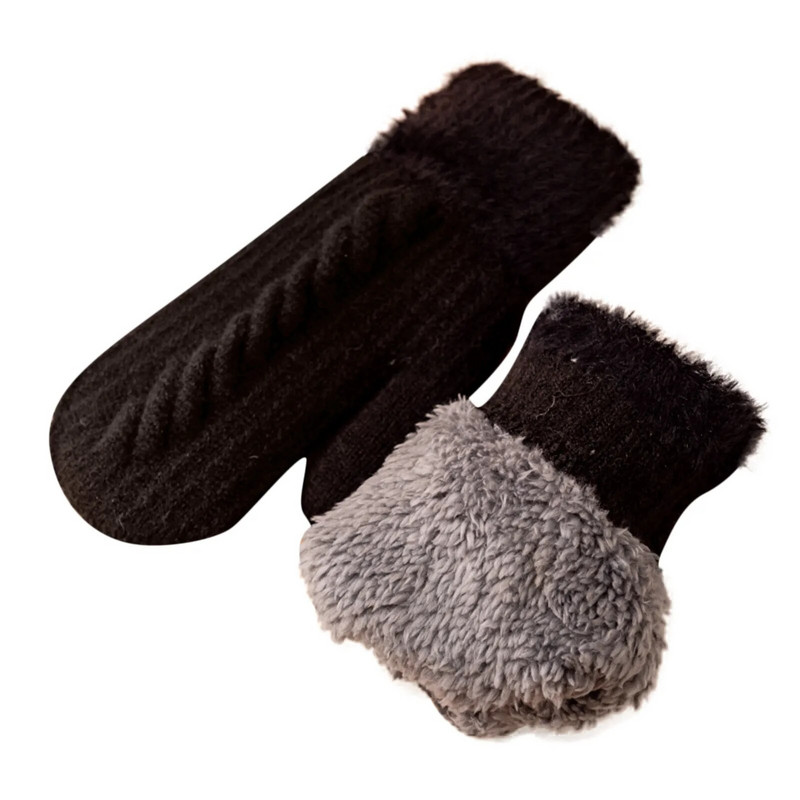 Sieviešu ziemas adītie dūraiņi Snowflake mākslīgās odere Cimdi Trikotāžas vilnas piedurknes Silti dūraiņi Rokas sildītājs Elastīgi pūkaini cimdi sievietēm