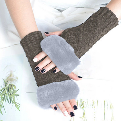 Sieviešu ziemas silti, vienkrāsaini adīti silti roku cimdi ar vilnu, piemēroti braukšanai, un dūraiņi sievietēm aukstā laikā apsildāma ziema