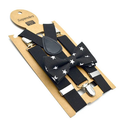 HUISHI fekete nadrágtartó gyerekeknek karácsonyi esküvői kiegészítők magas rugalmas pillangós csomós csokornyakkendő szett állítható lányoknak fiúknak