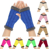 Unisex silti puspirkstu cimdi Ziemas cimdi bez pirkstiem vienkrāsaini adīti cimdi vīriešiem sievietēm aukstumizturīgi dūraiņi