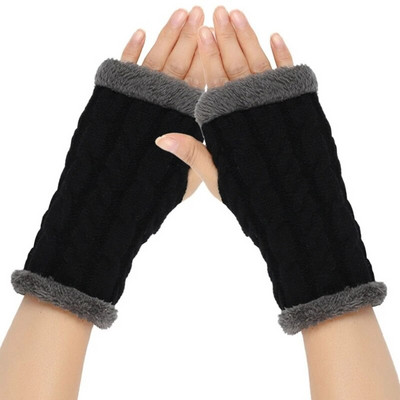 Unisex silti puspirkstu cimdi Ziemas cimdi bez pirkstiem vienkrāsaini adīti cimdi vīriešiem sievietēm aukstumizturīgi dūraiņi