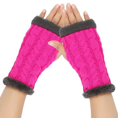 Unisex silti puspirkstu cimdi Ziemas cimdi bez pirkstiem vienkrāsaini adīti cimdi vīriešiem sievietēm aukstumizturīgi dūraiņi