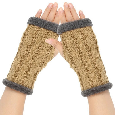 Unisex silti puspirkstu cimdi Ziemas cimdi bez pirkstiem vienkrāsaini adīti cimdi vīriešiem sievietēm aukstumizturīgi dūraiņi