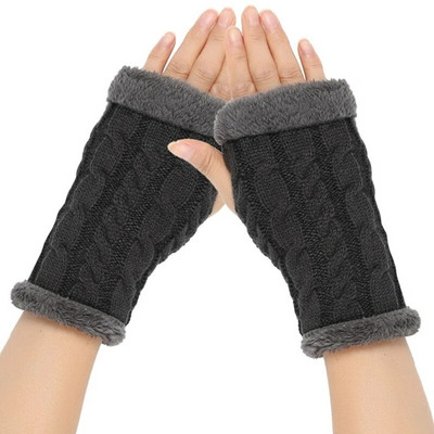 Unisex silti puspirkstu cimdi Ziemas cimdi bez pirkstiem vienkrāsaini adīti cimdi vīriešiem sievietēm aukstumizturīgi dūraiņi