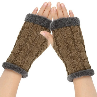 Unisex silti puspirkstu cimdi Ziemas cimdi bez pirkstiem vienkrāsaini adīti cimdi vīriešiem sievietēm aukstumizturīgi dūraiņi
