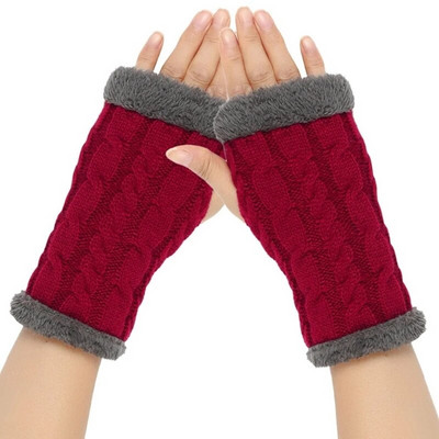 Unisex silti puspirkstu cimdi Ziemas cimdi bez pirkstiem vienkrāsaini adīti cimdi vīriešiem sievietēm aukstumizturīgi dūraiņi