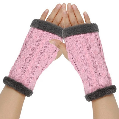 Unisex silti puspirkstu cimdi Ziemas cimdi bez pirkstiem vienkrāsaini adīti cimdi vīriešiem sievietēm aukstumizturīgi dūraiņi