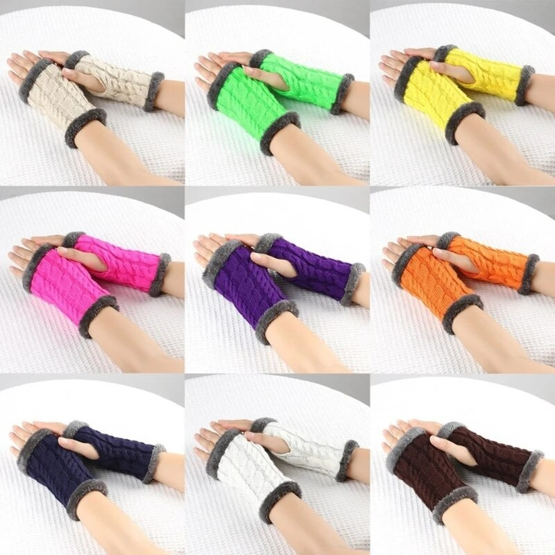 Unisex silti puspirkstu cimdi Ziemas cimdi bez pirkstiem vienkrāsaini adīti cimdi vīriešiem sievietēm aukstumizturīgi dūraiņi