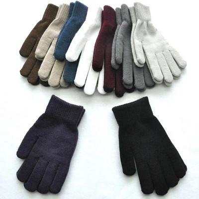 Μονόχρωμα Πλεκτά γάντια από μαλλί πλεξίματος Απλή φθινοπωρινή, χειμερινή, κορεατική οθόνη αφής με δάχτυλα Ζεστό δάχτυλο που περιέχει μαλλί
