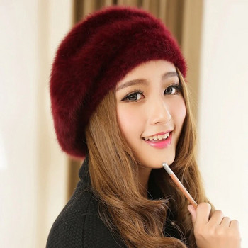 Γυναικεία χειμερινή κορεατική έκδοση Γυναικεία πολυχρηστική φθινοπωρινή και χειμερινή ψεύτικη γούνα κουνελιού καπέλο μπερέ ζεστό και παχύρρευστο