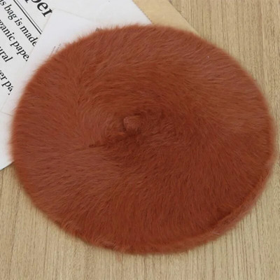 Sieviešu ziemas korejiešu versija Sieviešu daudzpusīga rudens un ziemas mākslīgā truša kažokādas beretes cepure, silta un biezāka