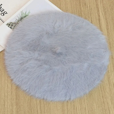 Sieviešu ziemas korejiešu versija Sieviešu daudzpusīga rudens un ziemas mākslīgā truša kažokādas beretes cepure, silta un biezāka