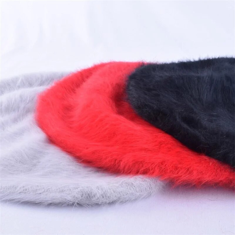 1 kom. Ženska elegantna višebojna umjetnička zečja krzna Lapin Newsboy kapa s beretkom Topla zimska kapa Retro obična beretka jednobojna