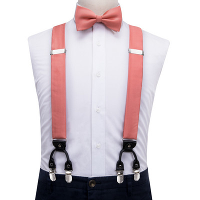 Hi-Tie žakarda zīda vīriešu lencēm Bowtie Hanky aproču pogas komplekts Y aizmugures klipsis uz regulējamu bikšu tauriņu Kāzu biznesa greznība