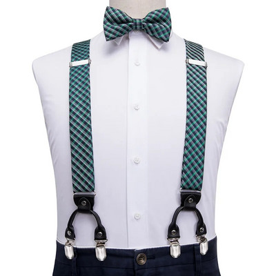 Hi-Tie žakarda zīda vīriešu lencēm Bowtie Hanky aproču pogas komplekts Y aizmugures klipsis uz regulējamu bikšu tauriņu Kāzu biznesa greznība