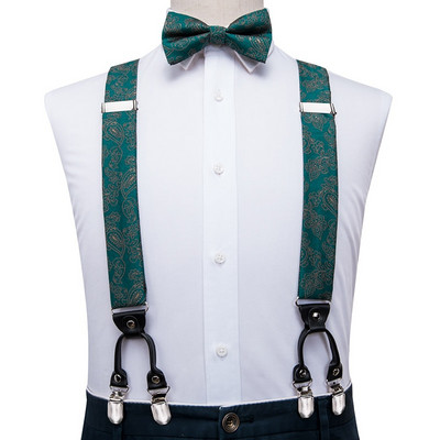 Hi-Tie žakarda zīda vīriešu lencēm Bowtie Hanky aproču pogas komplekts Y aizmugures klipsis uz regulējamu bikšu tauriņu Kāzu biznesa greznība