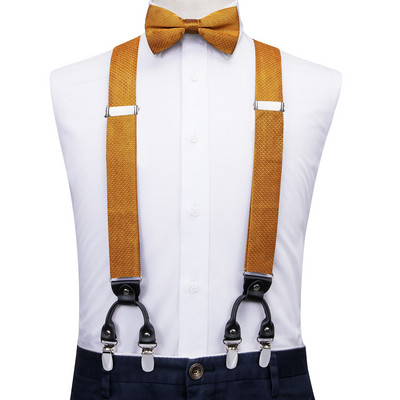 Hi-Tie žakarda zīda vīriešu lencēm Bowtie Hanky aproču pogas komplekts Y aizmugures klipsis uz regulējamu bikšu tauriņu Kāzu biznesa greznība