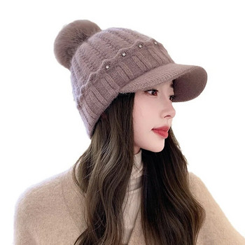 Γυναικεία Παχύ Θερμική Γλώσσα πάπιας Πλεκτό Μάλλινο Καπέλο Χειμερινά Καπέλα Μπέιζμπολ Φθινοπωρινό και Χειμώνα Προστατευτικό Αυτιών Καπάκι Για να διατηρείται ζεστό