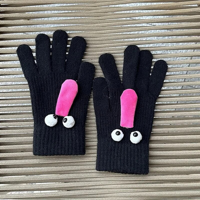 Zimske pletene rukavice za par 2023. Smiješne velike oči Tople tople rukavice s pet prstiju Slatke smiješne magnetske usisne rukavice Ruka u ruci