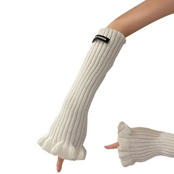 Плетени удължени топли ръкавици без пръсти Зимни ръкавици без пръсти Еластични топли ръкавици топли ръкавици за момичета, тийнейджъри