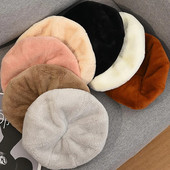 Zimske kape s beretkama od zečjeg krzna za žene Djevojke Modni francuski slikarski šešir Jednobojne meke vunene beretke Ženske ravne beretke na veliko