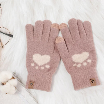 Fashion Cat Paw Gloves Κινητό τηλέφωνο Οθόνη αφής Πλεκτά Γάντια Χειμερινά χοντρά & ζεστά μαλακά αφράτα γάντια για ενήλικες για ανδρικές γυναίκες